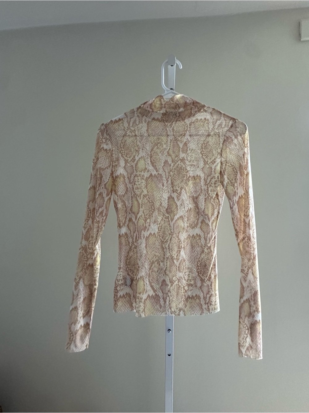 AFRM Beige Snake-Print Long Sleeve Top